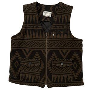 Cody James Vest Mens M Southwestern Wool Blend Full Zip Western Cowboy Brown